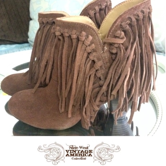 Nine West Shoes - Nine West Genuine Brown Suede Fringe Booties